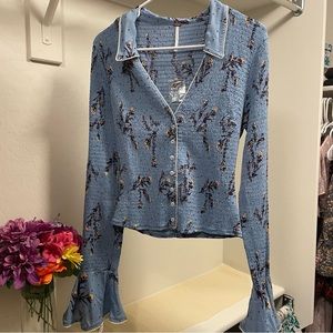 NWOT Free People Smocked Blouse